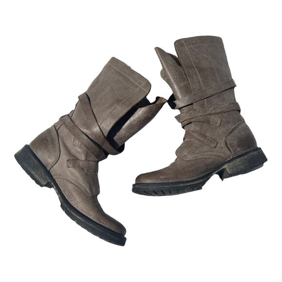 Steve Madden Women's Banddit Stone Gray Leather Buckle Strap Biker Boots Size 8 - Picture 9 of 9